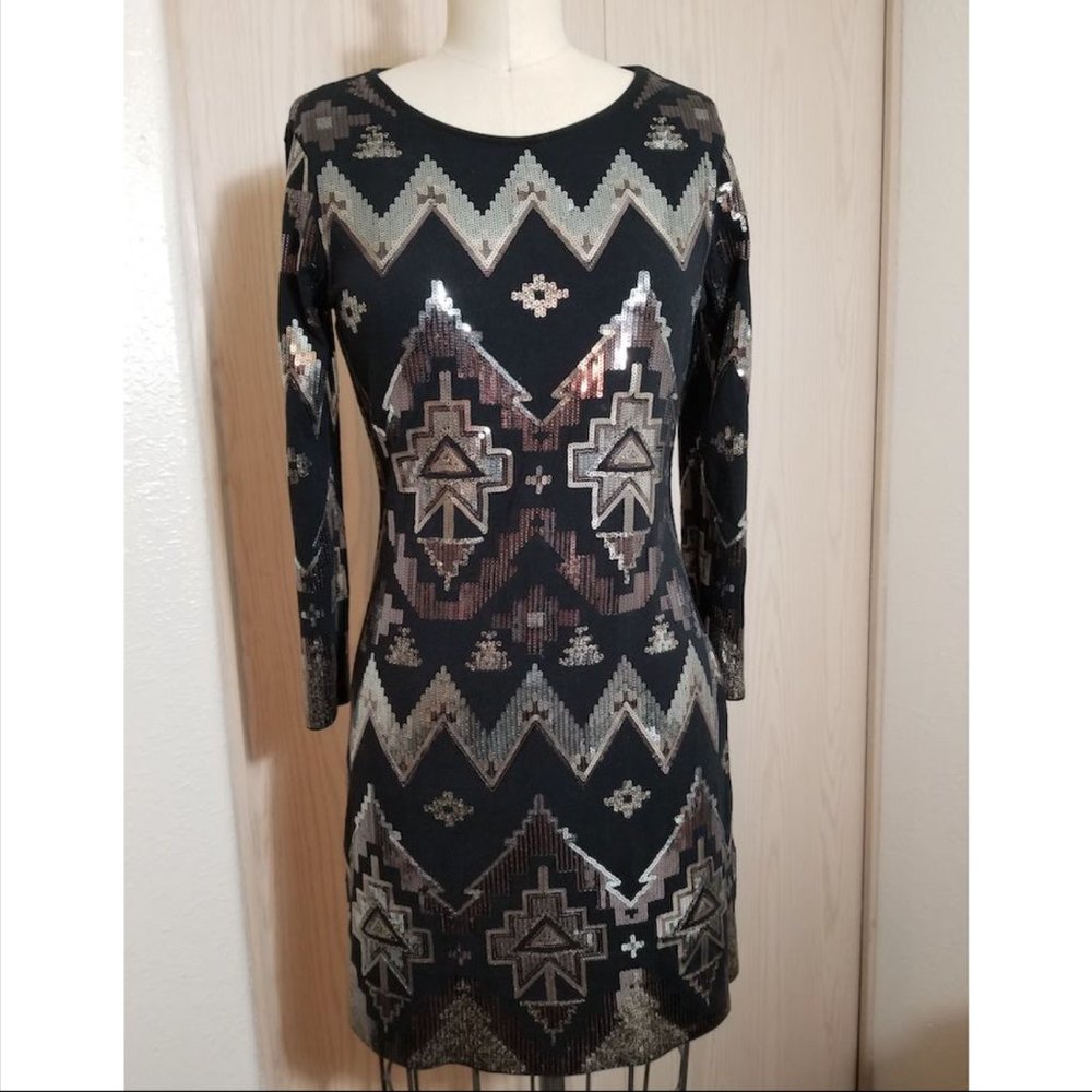 Express Aztec Sequin Mini Dress